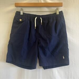 Ralph Lauren Polo Boys Swimming Trunks Navy Blue Size Large Elastic Waist Beach